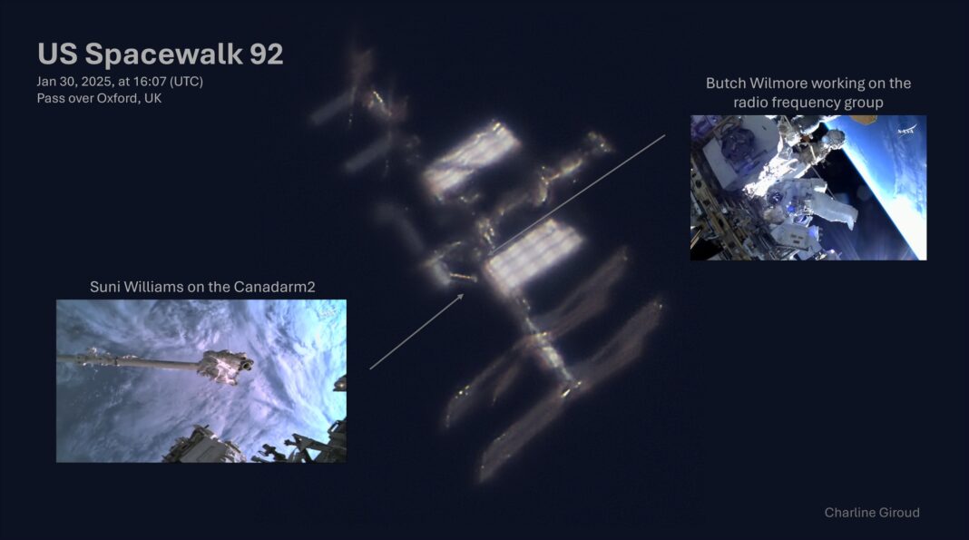 Uma fotografia impressionante da Estação Espacial Internacional (ISS) capturada diretamente da Terra trouxe um detalhe inesperado: um astronauta em plena atividade fora do laboratório orbital (Foto: Instagram)