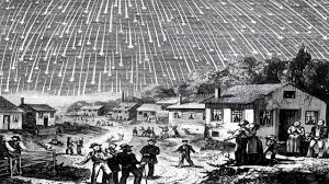 Na madrugada de 12 para 13 de novembro de 1833, o céu noturno foi tomado por uma chuva intensa de meteoros, deixando moradores em choque diante do espetáculo luminoso (Foto: X)