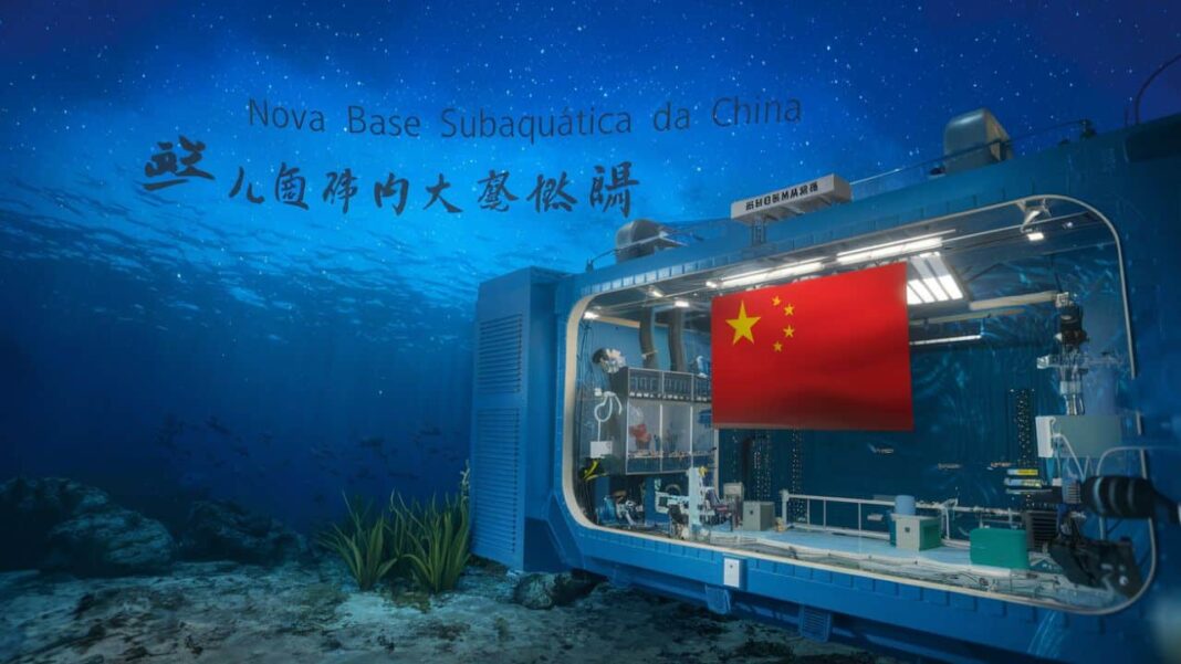 A China está desenvolvendo uma estação submarina tripulada para pesquisas científicas no fundo do mar, segundo informações divulgadas pelo Instituto de Oceanologia da Academia Chinesa de Ciências (Foto: X)