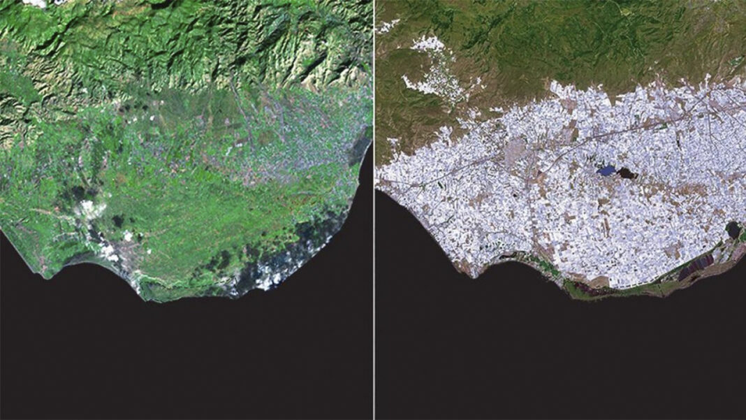 Um extenso tapete branco que se estende por mais de 32 mil hectares no sul da Espanha chama a atenção até do espaço (Foto: X)