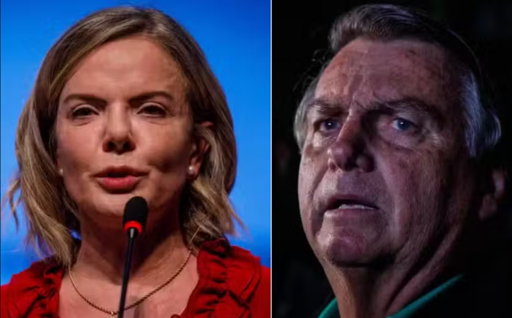 A ministra das Relações Institucionais, Gleisi Hoffmann, elevou o tom das críticas ao ex-presidente Jair Bolsonaro (PL) neste domingo (22/6) (Foto: X)