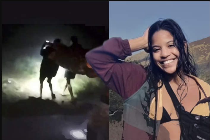 Após quatro dias de intensas buscas em meio a neblina, terreno íngreme e clima instável, equipes de resgate conseguiram retirar o corpo da brasileira Juliana Marins, de 26 anos, que havia desaparecido no Monte Rinjani, na Indonésia (Foto: X)