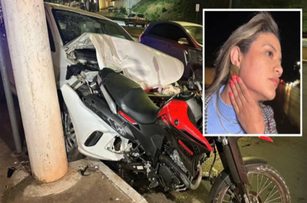 Na noite de terça-feira (26), a jornalista Angélica Gomes, da TV Vila Real, afiliada da Record em Mato Grosso, foi agredida enquanto cobria um acidente de trânsito na Avenida Miguel Sutil, em Cuiabá (Foto: X)