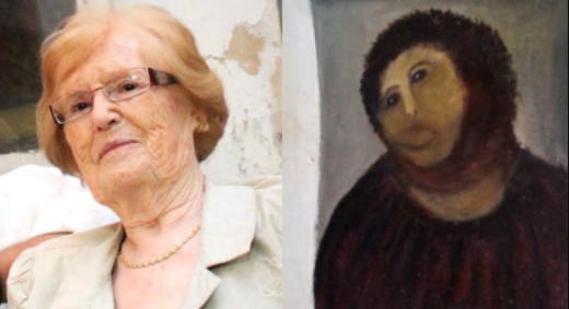 Morreu aos 94 anos Cecilia Giménez Zueco, a espanhola que entrou para a história da cultura digital ao protagonizar um dos episódios mais improváveis do século 21 (Foto: X)