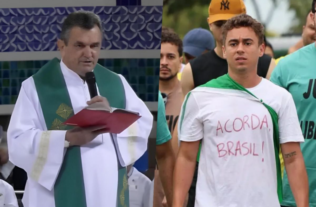 O deputado federal Nikolas Ferreira (PL-MG) publicou um vídeo nas redes sociais nesta segunda-feira (2) para responder às críticas feitas pelo padre Ferdinando Mancilio durante uma missa no Santuário Nacional de Aparecida (Foto: X)