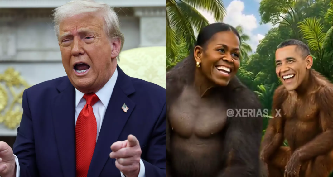 O presidente dos Estados Unidos, Donald Trump, voltou a gerar controvérsia ao compartilhar, nesta quinta-feira (5), um vídeo com conteúdo considerado racista nas redes sociais (Foto: X)