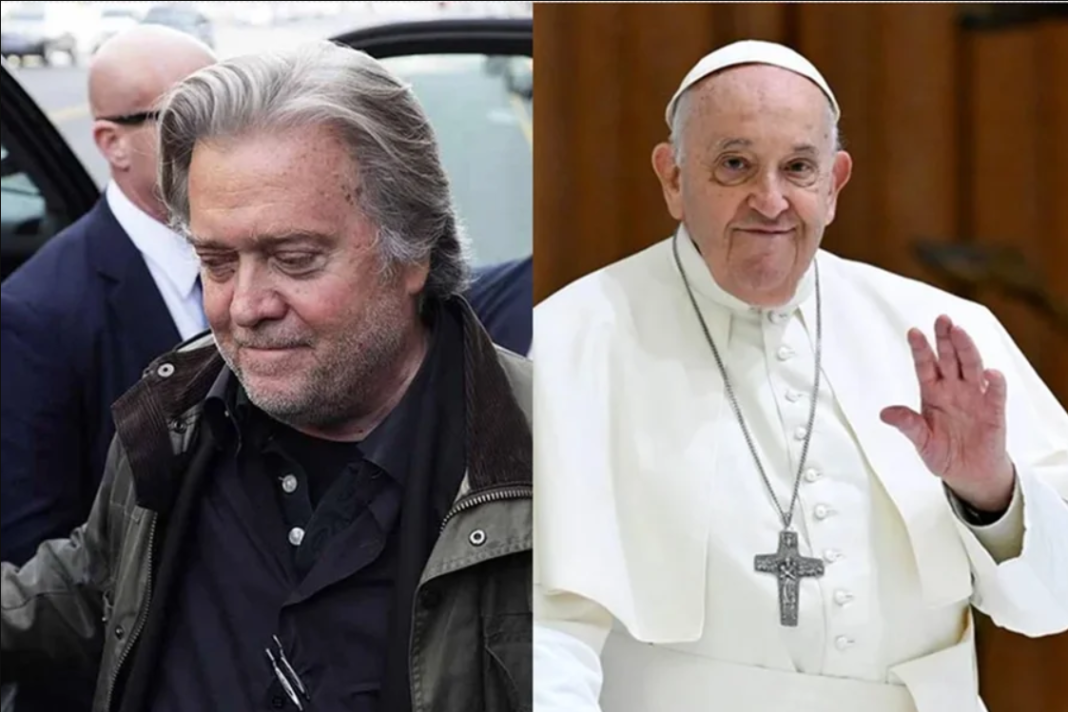 Documentos tornados públicos pelo Departamento de Justiça dos Estados Unidos revelam que Steve Bannon, ex-conselheiro do então presidente Donald Trump, manteve conversas com Jeffrey Epstein em 2019 nas quais manifestava intenção de enfraquecer o pontificado de Papa Francisco (Foto: X)