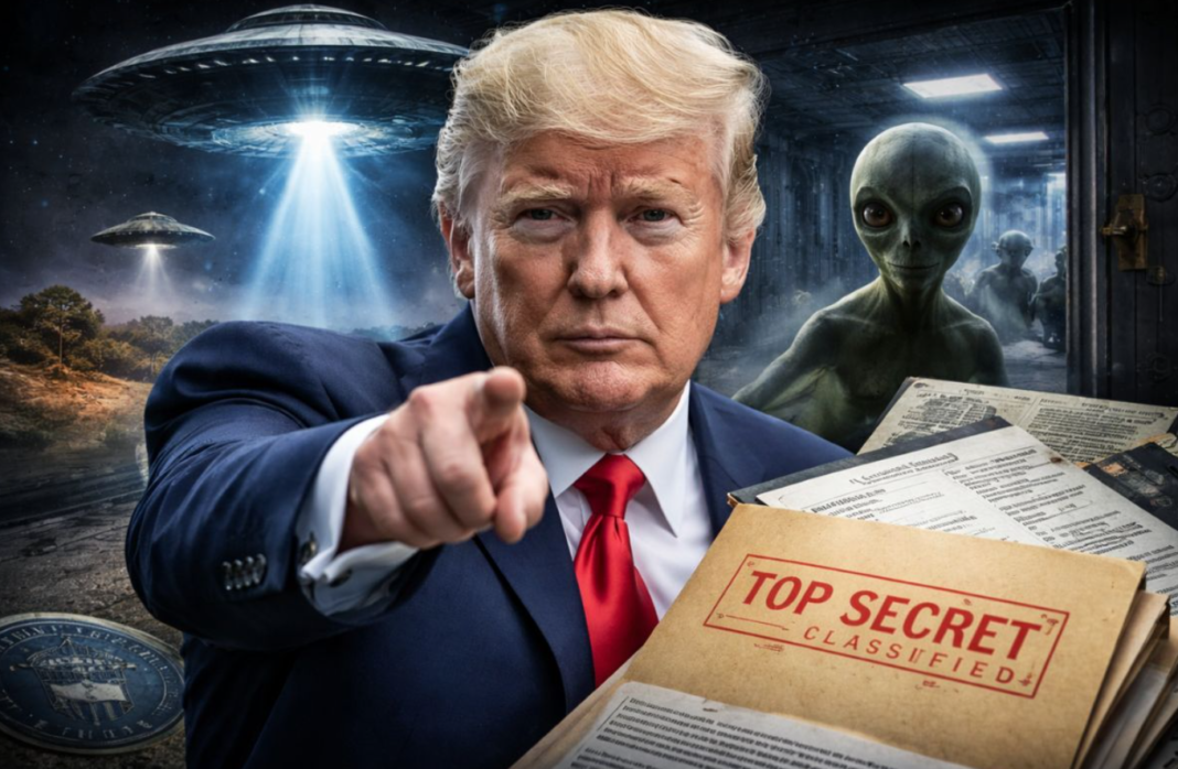 O presidente dos Estados Unidos, Donald Trump, afirmou que pretende solicitar a divulgação de documentos governamentais relacionados a objetos voadores não identificados e possíveis evidências de vida extraterrestre (Foto: X)