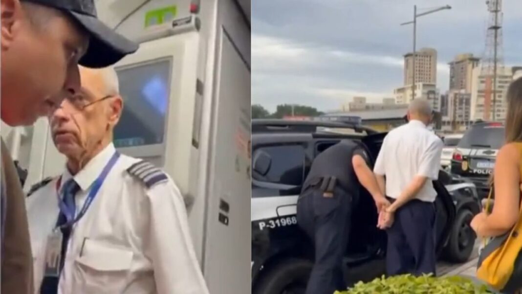 Um piloto da Latam Airlines foi preso na manhã desta segunda-feira (9) dentro de uma aeronave no Aeroporto de Aeroporto de Congonhas, em São Paulo, durante uma operação da Polícia Civil que apura crimes relacionados à exploração sexual de crianças e adolescentes (Foto: X)