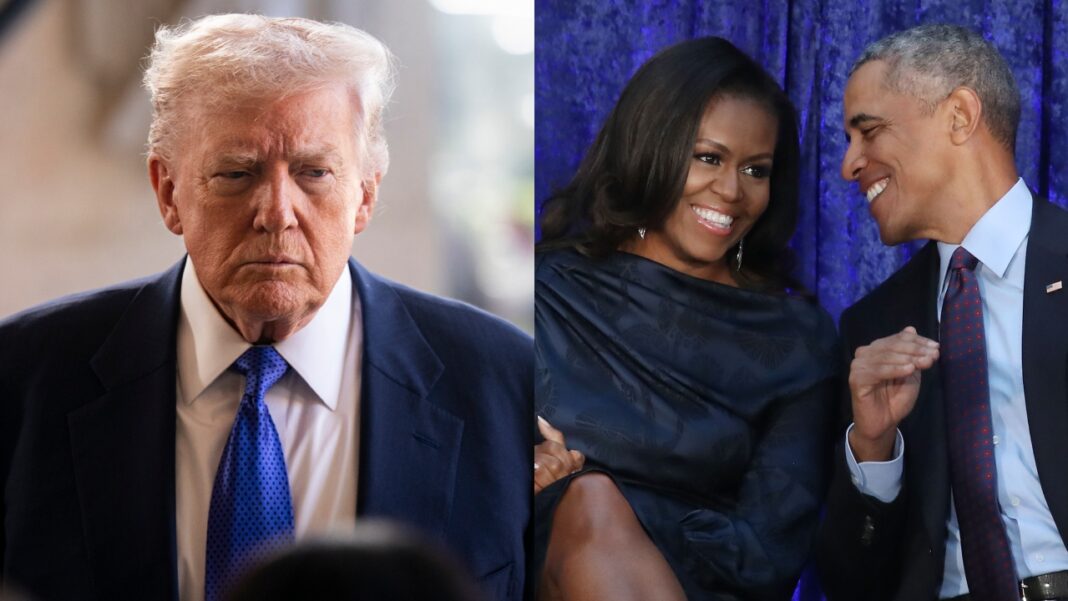 O presidente dos Estados Unidos, Donald Trump, afirmou nesta sexta-feira (6) que não pretende se desculpar pela divulgação de um vídeo de teor racista envolvendo o ex-presidente Barack Obama e a ex-primeira-dama Michelle Obama (Foto: X)