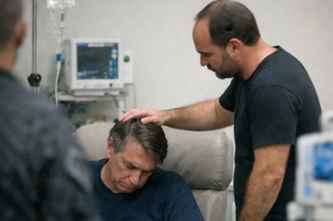 O vereador Carlos Bolsonaro usou as redes sociais para relatar o estado de saúde do pai, o ex-presidente Jair Bolsonaro, internado há cerca de uma semana em um hospital de Brasília (Foto: X)