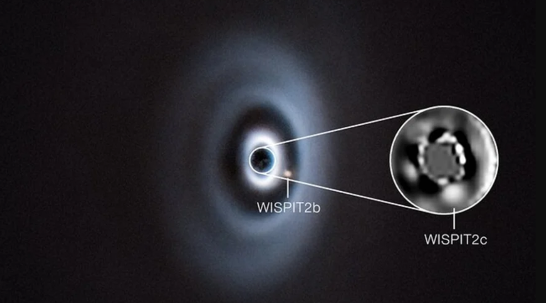 Astrônomos conseguiram registrar um fenômeno raro no universo: o nascimento de dois planetas ao redor de uma estrela ainda jovem (Foto: X)