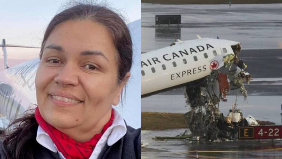 Um acidente aéreo ocorrido no aeroporto Aeroporto LaGuardia, no último domingo (22), terminou com um caso considerado surpreendente pelas autoridades: a comissária de bordo Solange Tremblay sobreviveu após ser arremessada para fora da aeronave durante uma colisão em pista (Foto: X)