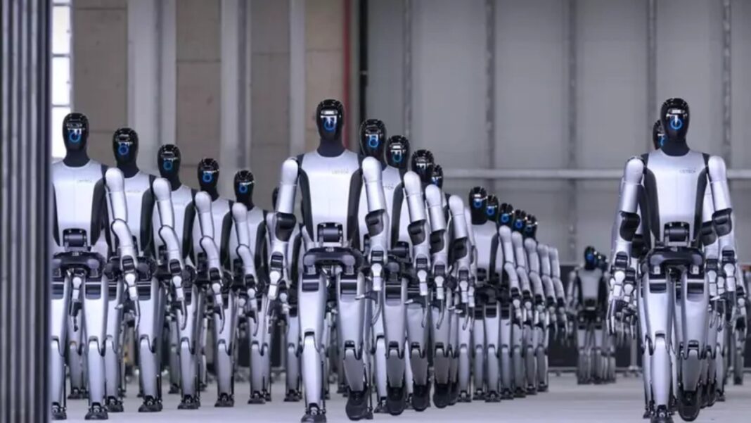A China prepara um avanço significativo no uso de tecnologia em suas fronteiras ao planejar a implementação de até 10 mil robôs humanoides na divisa com o Vietnã até 2027 (Foto: X)