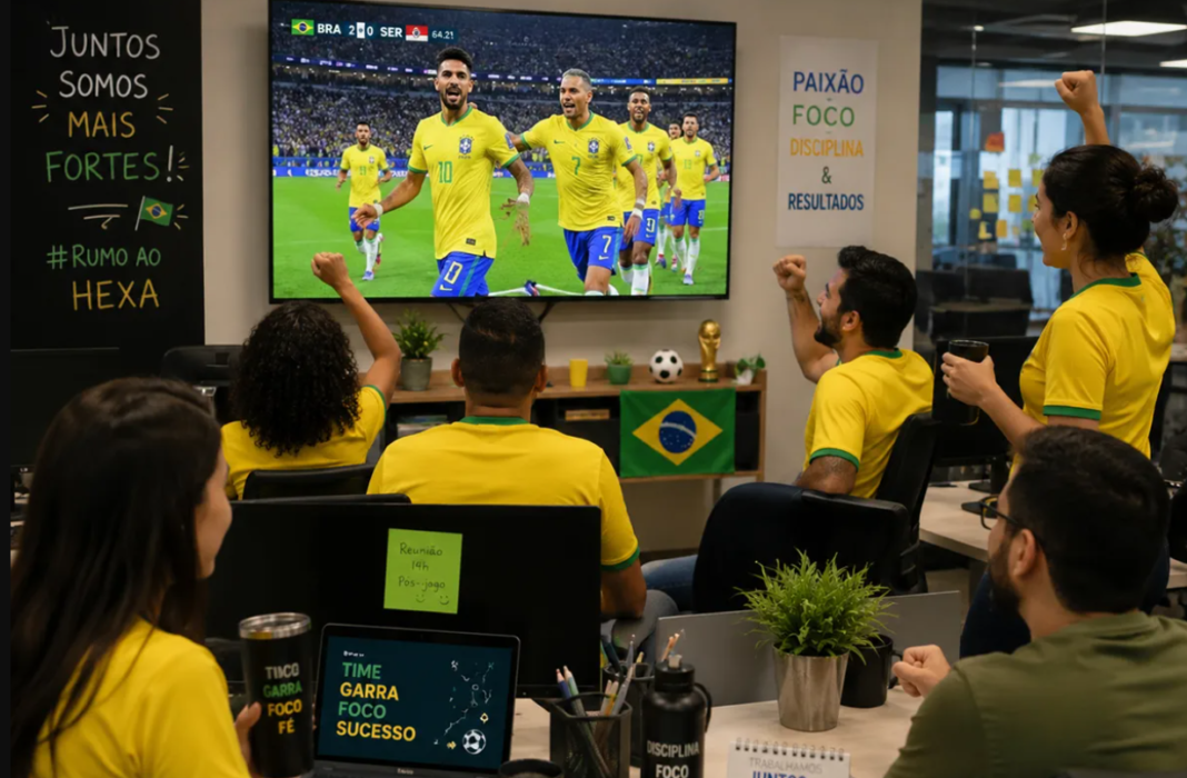 Pela legislação trabalhista brasileira, a resposta é não. Dias de jogo da Seleção não são considerados feriados nacionais, e a Consolidação das Leis do Trabalho não prevê paralisação obrigatória das atividades durante a competição (Foto: X)