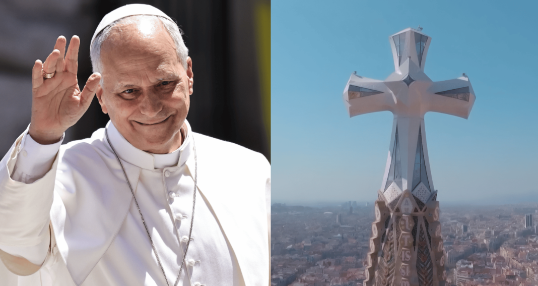 A Basílica da Sagrada Família, um dos monumentos mais famosos do mundo, se prepara para inaugurar oficialmente a Torre de Jesus Cristo, nova estrutura central do templo que contará com uma cerimônia especial conduzida pelo papa Leão XIV (Foto: X)
