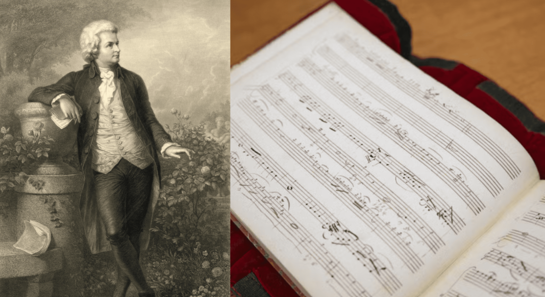 Um manuscrito desconhecido de Wolfgang Amadeus Mozart foi identificado por pesquisadores da Biblioteca Nacional da França e oferece um raro retrato de sua atuação como professor de música no século XVIII (Foto: X)