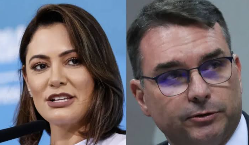 O senador e pré-candidato à Presidência da República Flávio Bolsonaro negou ter desrespeitado a ex-primeira-dama Michelle Bolsonaro após as declarações feitas por ela sobre um desentendimento envolvendo o comando do Partido Liberal (PL) (Foto: X)