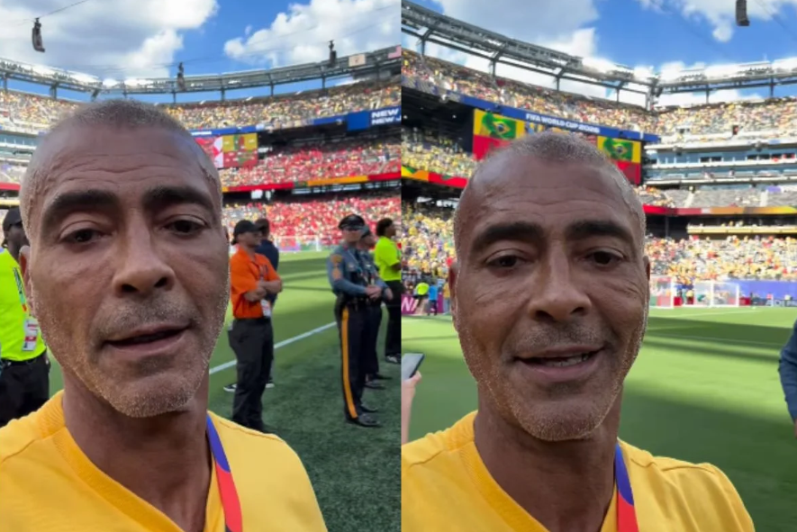 O senador Romário (PL-RJ) afirmou que renunciou ao salário de parlamentar enquanto acompanha presencialmente a Copa do Mundo de 2026, nos Estados Unidos (Foto: X)
