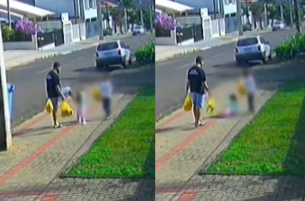 O homem preso por agredir a própria filha, de 3 anos, em Francisco Beltrão, no Paraná, afirmou à Polícia Civil que deu um chute na criança porque ela estava chorando (Foto: X)